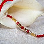 Red And Golden Bead Rakhi