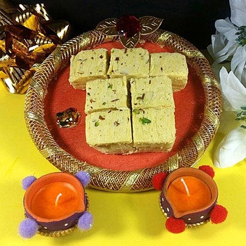 Soan Papdi Diwali with Diyas