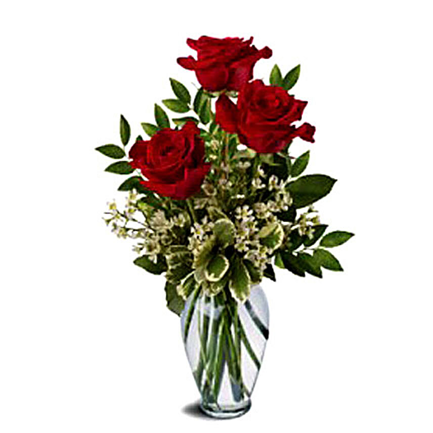 Three Red Roses Bunch