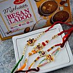 Great Brothers Four Rakhi Set With Besan Ladoo