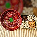 Painted Pooja Thali With Mix Dry Fruits