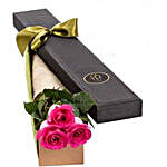 3 Pink Roses in Gift Box