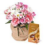 Pink Flowers With Chocolate Box