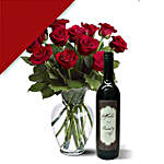 12 Roses N Wine Combo