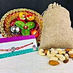 Om Rakhi with Dry Fruits And Traditional Thali