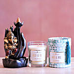 Candles And Ganesha Incense Burner Diwali Combo