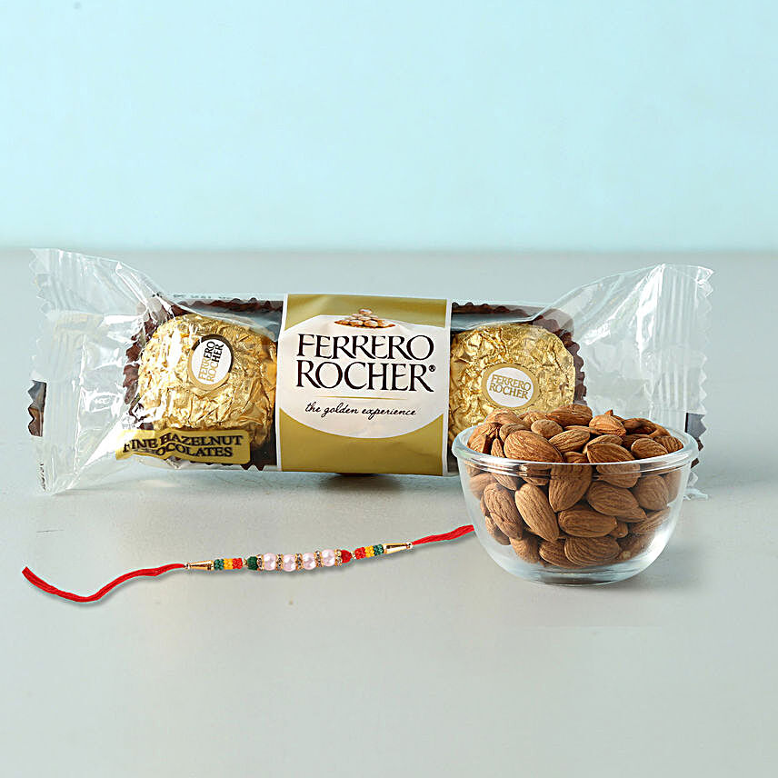 Rocher And Almonds With Designer Rakhi
