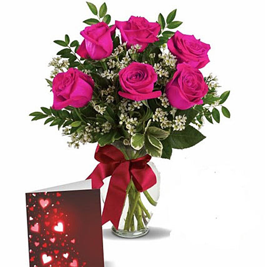Pink Roses With Greeting