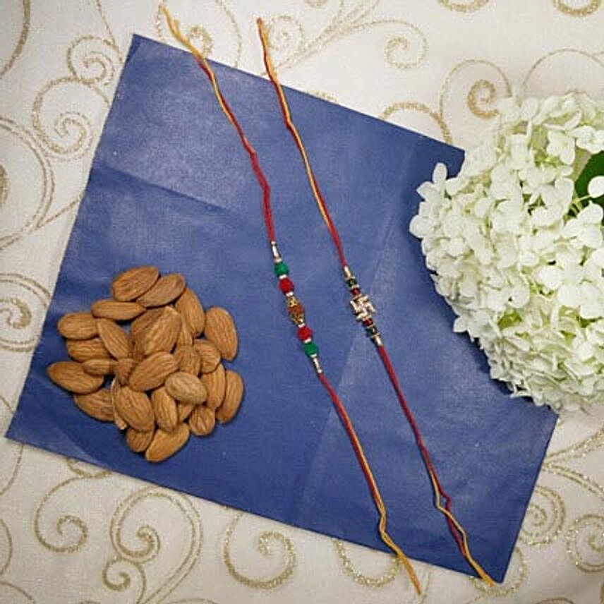 Traditional Rakhi Set Of Two with Almonds