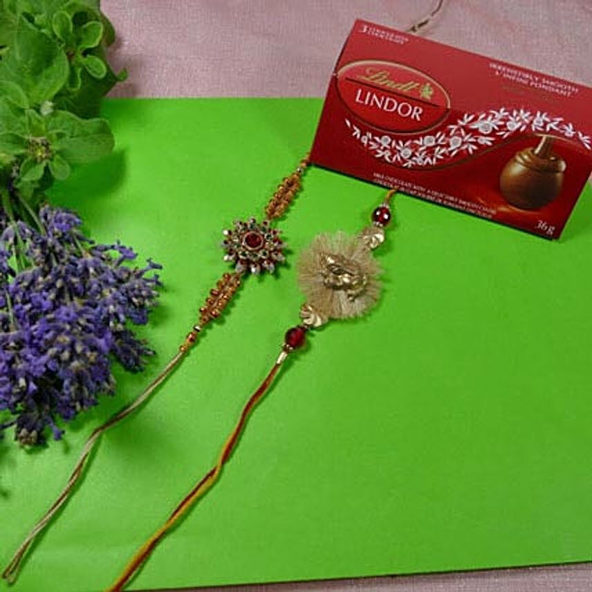 Traditional Rakhis Set of Two with Lindt Lindor