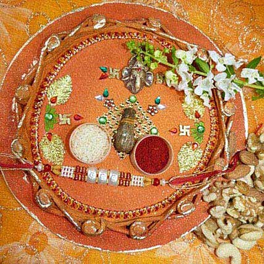 Pearl Rakhi Thali With Assorted Dry Fruits