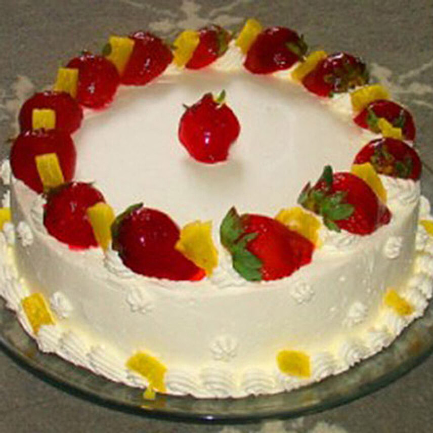Eggless Pineapple Strawberry Cake