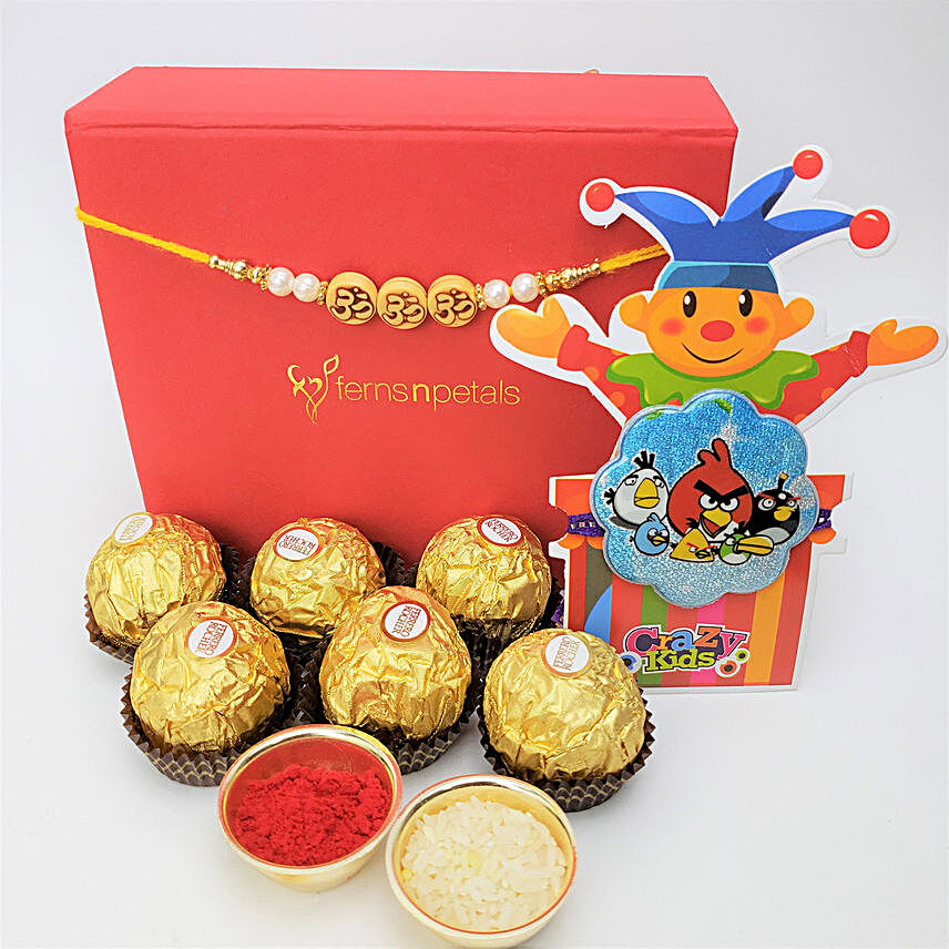 Traditional Rakhi And Rocher 6 Pieces Combo
