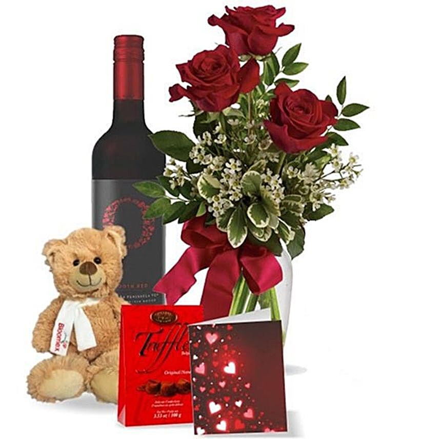 Roses And Wine For Love Gift Set