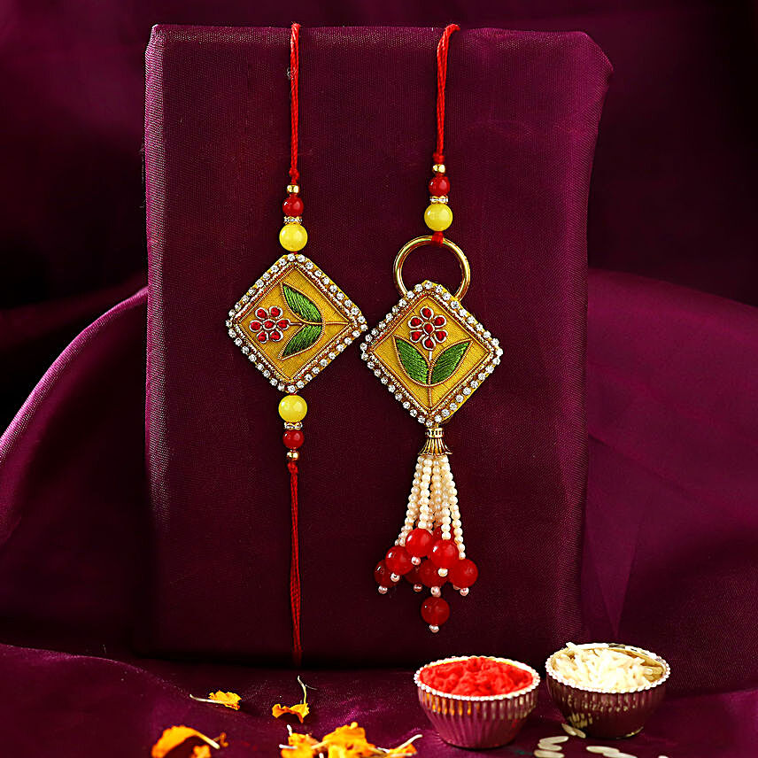 Rajasthani Embroidered Lumba Rakhi Set