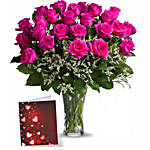 Two Dozen Pink Roses With Card