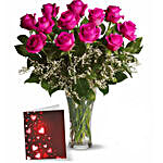 Dozen Pink Roses With Card