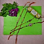 Traditional Rakhi Set Of Four With Rocher Ferrore