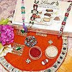 Dazzling Rakhi Set Of Three Thali With Lindt Creation Dessert