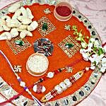 Pearl Rakhi Set Of Three Thali With 200gms Cashew