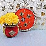 Decorative Red Bhai Dooj Thali