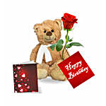 Single Rose N Teddy Bear