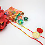 2 Dazzling Rakhis And Lindt 10 Pieces Combo