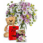 Flowers With Chocolate N Teddy