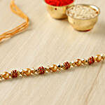 Golden Red Pearl Thread Rakhi