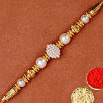 Divine Golden Pearl Thread Rakhi
