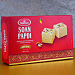 Fancy Golden Pearl Rakhi And Soan Papdi