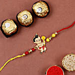 Metal Bal Hanuman Kids Rakhi And 3 Pcs Ferrero Rocher