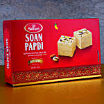 Box of Soan Papdi With 2 Pearl Thread Rakhis