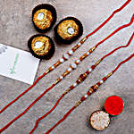 Four Pearl Thread Rakhis And Ferrero Rocher 3 Pcs