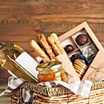 Red Wine And Tasty Treats Basket