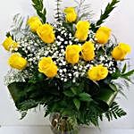 Sunny Yellow Roses Vase