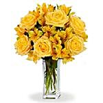Bright Alstroemeria And Roses Vase