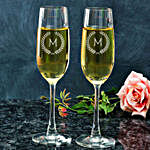 Two Set Personalised Champagne Glasses