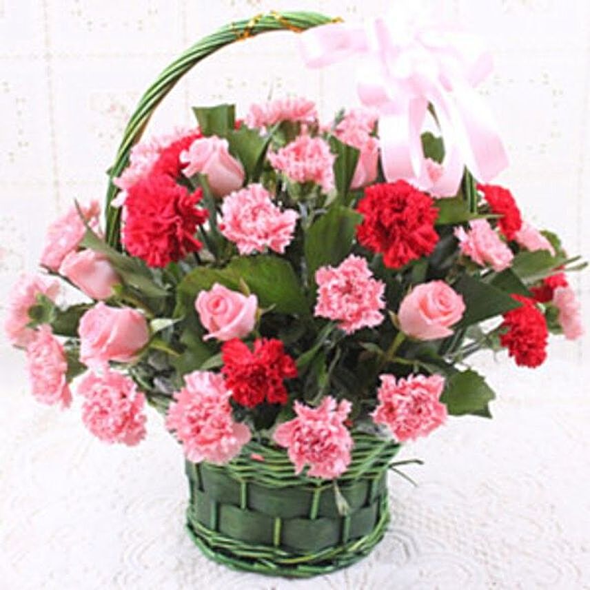 Carnations Love Flower Basket