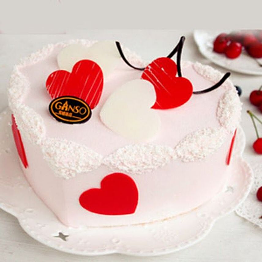 Romantic Theme Heart Shaped Cream Cake