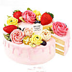 Flowers N Fruits Topped Cake