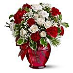 Carnations And Rose Christmas Arrangement