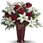 Roses And Lilies Bouquet In A Vase