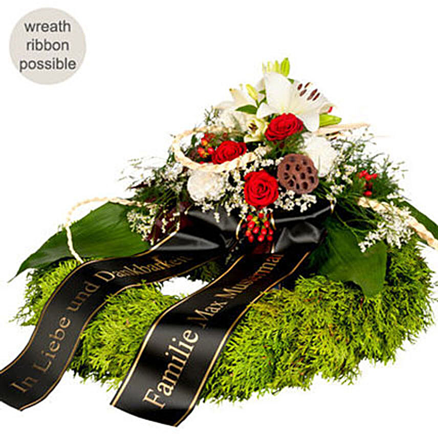 Wreath Of Red And White Flowers