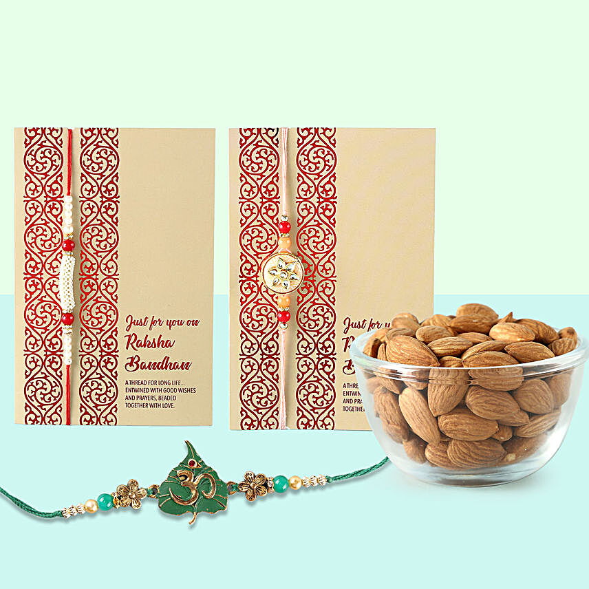 Designer Rakhis And Almonds Healthy Combo