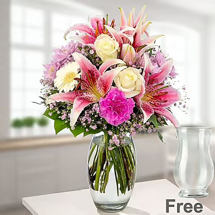 Pink And White Mix Flower Bouquet