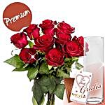 Red Premium Roses With Vase and Merci