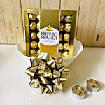 Ferrero Chocolates And Designer Tea Lights Combo