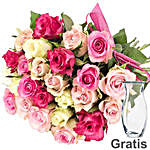 Fresh Pink And White Pastel Rose Bunch