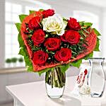 Rose Bouquet Romeo With Vase Und Ferrero Raffaello